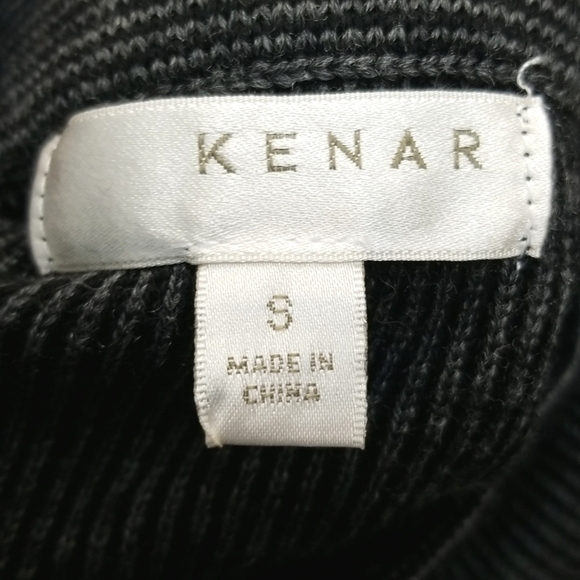 KENAR Black/Gray Pinstripe Wool/Acrylic Soft Fringe Tassel Skirt, size S - Picture 5 of 6